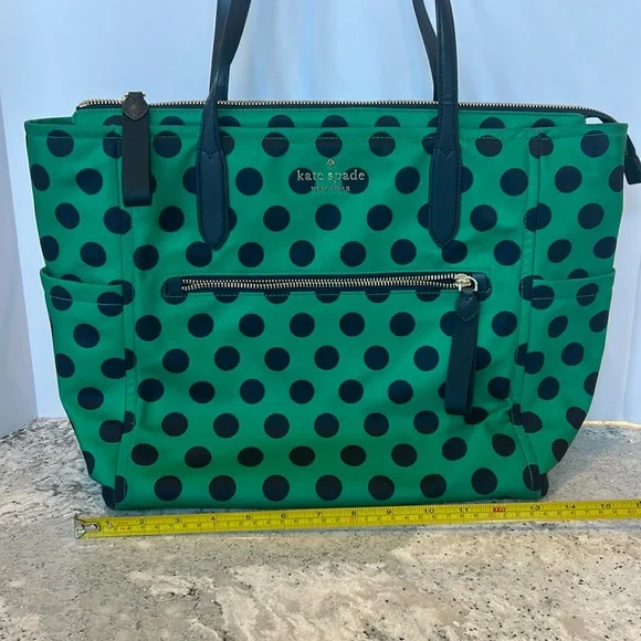 kate spade | Bags | Kate Spade Green And Black Polka Dot  display picture 2